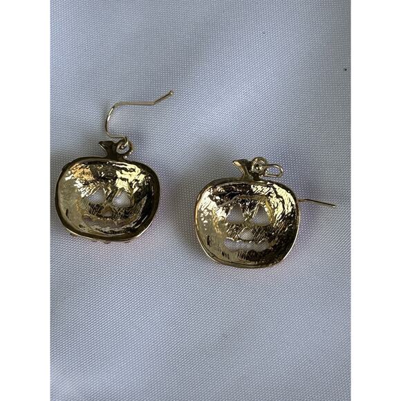 Pumpkin Earrings Adorned With Rhinestones - Picture 3 of 3